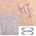5D embossed nail art sticker detail showing cute pink bear bow and candle relief elements. - 5D-0384 / 85*100mm Blank Sheet