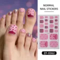Pegatinas de uñas de los pies rosas con corazones y purpurina bonitas mujeres - Estilo Amor Lunares Rosa(ZF-0362) / Uñas postizas y lima de uñas