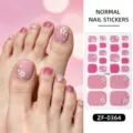 Cute pink floral toe nail stickers waterproof self-adhesive manicure wrap art decor - Pink Floral Sequin Style(ZF-0364)