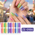 Pegatinas de uñas con degradado de purpurina arcoíris, tiras de manicura brillantes. - ZE-0986