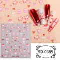 Pegatinas de uñas en relieve 5D pastel tierno lazo cereza corazón diseño manicura - 5D-0389 / Lámina desnuda de 85*100 mm