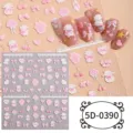 Lindos adhesivos de uñas grabados en 5D con corderitos adorables, lazos y corazones dulces. - 5D-0390 / Lámina desnuda de 85*100 mm