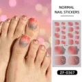 Pink gradient glitter toe nail stickers cute waterproof fake nail wrap set for women - Pink Gradient Glitter Style(ZF-0367)
