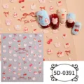 Pegatinas de uñas en relieve 5D con ositos de dibujos animados, lazos y pasteles para manicura DIY. - 5D-0391 / Lámina desnuda de 85*100 mm