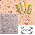 Pegatinas de uñas 5D en relieve tierno cachorro flor nail art lazo para mujeres - 5D-0392 / Lámina desnuda de 85*100 mm