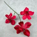 Artificial orchid flower stem 3 heads red fake floral decor for home wedding arrangement - Red