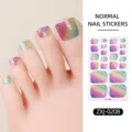 Rainbow glitter toe nail stickers detail view showing colorful glossy sparkle foot nail art wrap. - Fair Skin Tone Style (ZXJ-0208) / Press-on Nails and Nail File