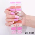Adesivi per unghie rosa con motivi floreali e spirali, 22 dita, manicure per le donne. - Stile Vortice Rosa (ZH-0300)