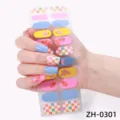 Stickers per unghie a quadri floreali colorati, strisce di smalto per 22 dita. - Stile Floreale a Scacchiera (ZH-0301)