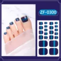 Detailed view of blue purple gradient glitter toenail wraps, showing wear effect and full sheet. - Blue Purple Gradient Cat Eye (ZF-0300) / Press-on Nails and Nail File
