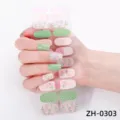 Strisce di smalto per unghie gel fungo verde rosa 22 punte set adesivi per manicure - Stile Fungo Rosa Verde (ZH-0303)