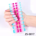Pegatinas de uñas degradadas 20 puntas rosa azul esmalte adhesivo para mujeres - Estilo Degradado Rosa Azul (ZS-0017) / Uñas postizas y lima de uñas