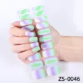 Gradient Nail Wraps Purple Green Solid Color Adhesive Manicure Stickers 20 Tips Set - Purple Green Gradient Style (ZS-0046) / Press-on Nails and Nail File