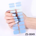 Blue gradient nail wraps adhesive nail art stickers 20 tips simple stylish manicure decor. - Blue White Gradient Style (ZS-0049) / Press-on Nails and Nail File
