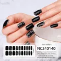 Adesivi per unghie in gel semi-polimerizzati glitter neri set manicure professionale - NC240140 Glitter Nero Bianco