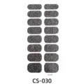 Black glitter nail wraps detail showing fine silver sparkle on oval black stickers sheet. - Press-on Nails and Nail File