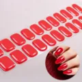 UV-vrije rode gel nagelwraps met glanzende afwerking voor eenvoudige en snelle applicatie. - BSA-0280