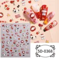 5D simpatico cane rosso adesivi nail art Capodanno festivo goffrato decalcomanie per unghie - 5D-0368 / Foglio nudo 85*100 mm