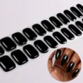 Wraps d'ongles en gel noir sans UV, autocollants d'ongles brillants pour une manucure facile. - BSA-0002 / Noir