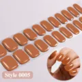 UV-vrije gel nagelwraps effen kleur karamelbruin plakstrips voor eenvoudige manicure - BSA-0005