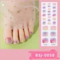 Detailed view of gradient star semi-cured gel toenail wraps with sheet display. - Gradient Four-Pointed Star Style (BSJ-0058) / Nail Wraps + Box + Alcohol Pad + Nail File + Wooden Stick