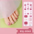 Semi-cured gel toe nail art stickers with charming pink plaid and sweet cherry design. - Pink Plaid Cherry Style (BSJ-0060) / Nail Wraps + Box + Alcohol Pad + Nail File + Wooden Stick