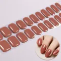 UV-vrije gel nagelwraps effen kleur glanzende afwerking eenvoudige manicure strips voor dames dagelijks - BSA-0133