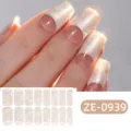 Pegatinas de envoltura de uñas con diseño francés media luna y encaje perlado 3d. - Encaje Francés (ZE-0939)