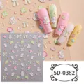 5D embossed cute bear bow nail art stickers adhesive decals charm manicure decorations - 5D-0382 (Cute Bear) / 85*100mm Blank Sheet