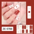 Detailed view of Valentine's day heart nail wrap stickers, featuring red and white designs. - Red White Heart Solid Nail Sticker (ZE-0788) / Press-on Nails and Nail File