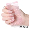 Adesivi per unghie con fiori rosa e glitter, smalto adesivo facile da applicare per manicure. - ZE-0638 / Confezione OPP con lima per unghie