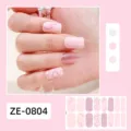 Pink heart nail wraps glitter manicure stickers set for women girls finger art 16 tips - Pink Heart Glitter Nail Sticker (ZE-0804) / Press-on Nails and Nail File