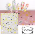 Summer 5D embossed nail art stickers featuring cute daisies and butterflies for DIY manicures. - 5D-0308 / 85*100mm Blank Sheet