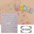 Pegatinas de uñas en relieve 5D flor de verano mariposa bonitos calcomanías de nail art - 5D-0336 / Lámina desnuda de 85*100 mm