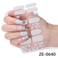 Adesivi per unghie floreali grigi glitterati strisce di nail art margherite bianche - ZE-0640 / Confezione OPP con lima per unghie