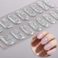 Adesivi per unghie in gel semi-curato UV con brillantini argento per manicure fai da te. - Stile Glitter Argento Flash (NF240202) / Adesivi + Scatola + Tamponcino Alcolico + Lima + Bastoncino di Legno