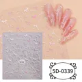 Pegatinas de uñas 5D lazo rosa blanco en relieve diseño lindo manicura DIY set - 5D-0339 / Lámina desnuda de 85*100 mm