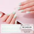 Adesivi per unghie in gel semi polimerizzato sfumatura verde francese UV 20 punte variante - Stile Sfumato Verde Bianco (NC240330)