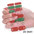 Adesivi per unghie natalizi rosso verde fiocchi di neve ghirlanda manicure donna - ZE-0641 / Confezione OPP con lima per unghie