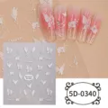Pegatinas de arte de uñas en relieve 5D con flores de verano y mariposas para manicura DIY. - 5D-0340 / Lámina desnuda de 85*100 mm