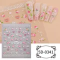 Pegatinas de uñas en relieve 5D con diseños de durazno, encaje y lazo para manicuras de verano. - 5D-0341 / Lámina desnuda de 85*100 mm