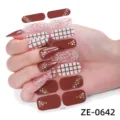Natale smalto per unghie strisce marrone quadri glitter adesivi gel nail art set - ZE-0642 / Confezione OPP con lima per unghie