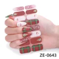 Adesivi per unghie di Natale quadri rossi glitter pupazzo di neve nail art 1pz - ZE-0643 / Confezione OPP con lima per unghie