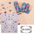 5D embossed nail art stickers with cute stars, hearts, and bows for DIY manicure design. - 5D-0350 / 85*100mm Blank Sheet