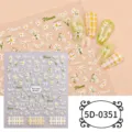 5D embossed nail stickers featuring cute daisy flowers and bows, perfect for DIY summer nail art designs. - 5D-0351 / 85*100mm Blank Sheet
