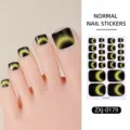 Cat eye toe nail stickers glitter crescent moon waterproof toenail wraps detail display - Black Gold Cat Eye Crescent (ZXJ-0179)
