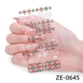 Adesivi per unghie natalizi glitterati con fiocchi di neve e motivi a rombi rossi e verdi. - ZE-0645 / Confezione OPP con lima per unghie
