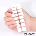 Tiras de esmalte de uñas de color sólido estilo francés con borde brillante plateado. - Francés Color Sólido Borde Plateado Brillo (ZE-0607) / Uñas postizas y lima de uñas