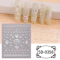 5D relief nail art stickers featuring delicate lace and rose patterns for DIY manicures. - 5D-0358 / 85*100mm Blank Sheet