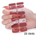 Adesivi per unghie di Natale quadri rossi fiocco di neve nail art gel manicure design - ZE-0646 / Confezione OPP con lima per unghie